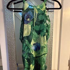 White House Black Market Green Floral Sleeveless reversible tank size small